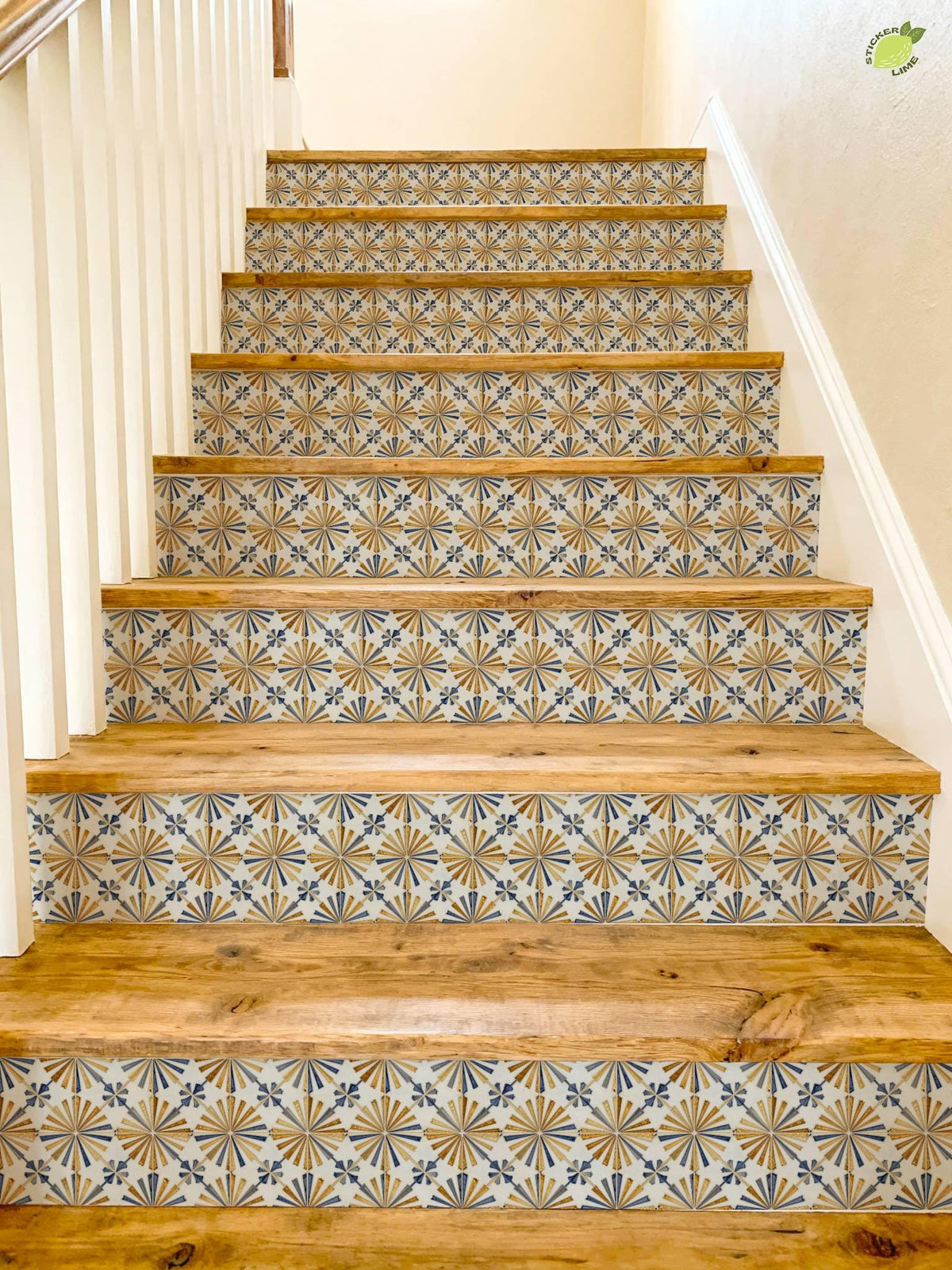 Midnight Art Deco Tile peel and stick stair riser decals, photo 8 of 8