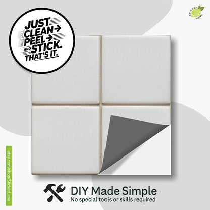 Minimalist Off White Square Grid peel and stick tile decals, photo 2 of 8