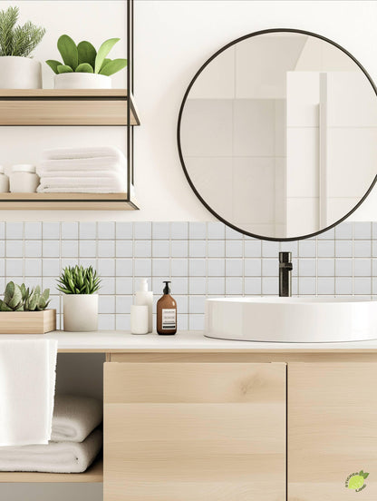 Minimalist Off White Square Grid peel and stick tile decals, photo 4 of 8