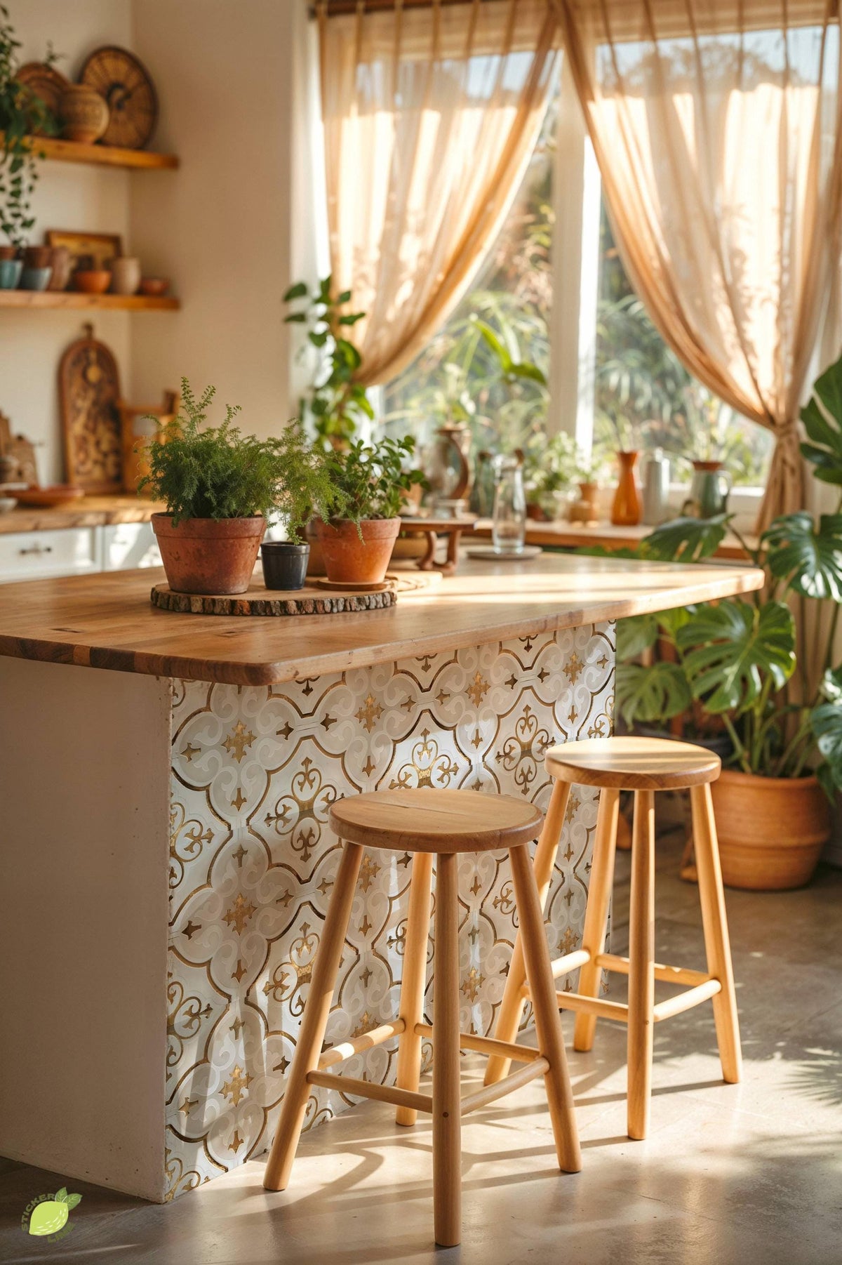 White & Gold Moroccan peel and stick tile decals, photo 4 of 8