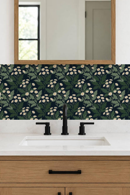 Navy Oversized Botanical Lattice peel and stick tile decals