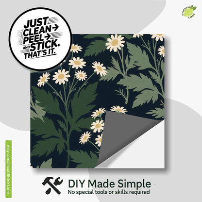 Navy Oversized Botanical Lattice peel and stick tile decals, photo 2 of 8