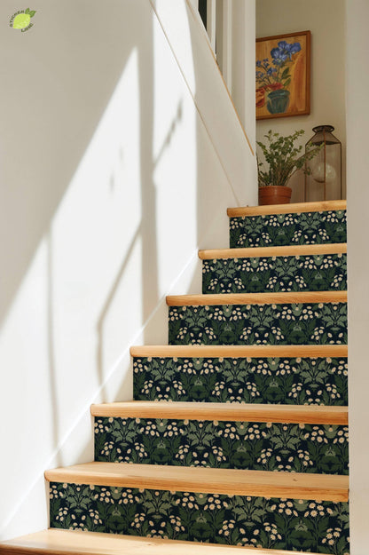 Navy Oversized Botanical Lattice peel and stick tile decals, photo 8 of 8