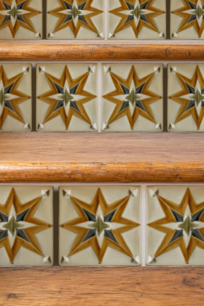 Ochre Boho Star peel and stick stair riser decals