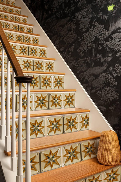 Ochre Boho Star peel and stick stair riser decals, photo 8 of 8