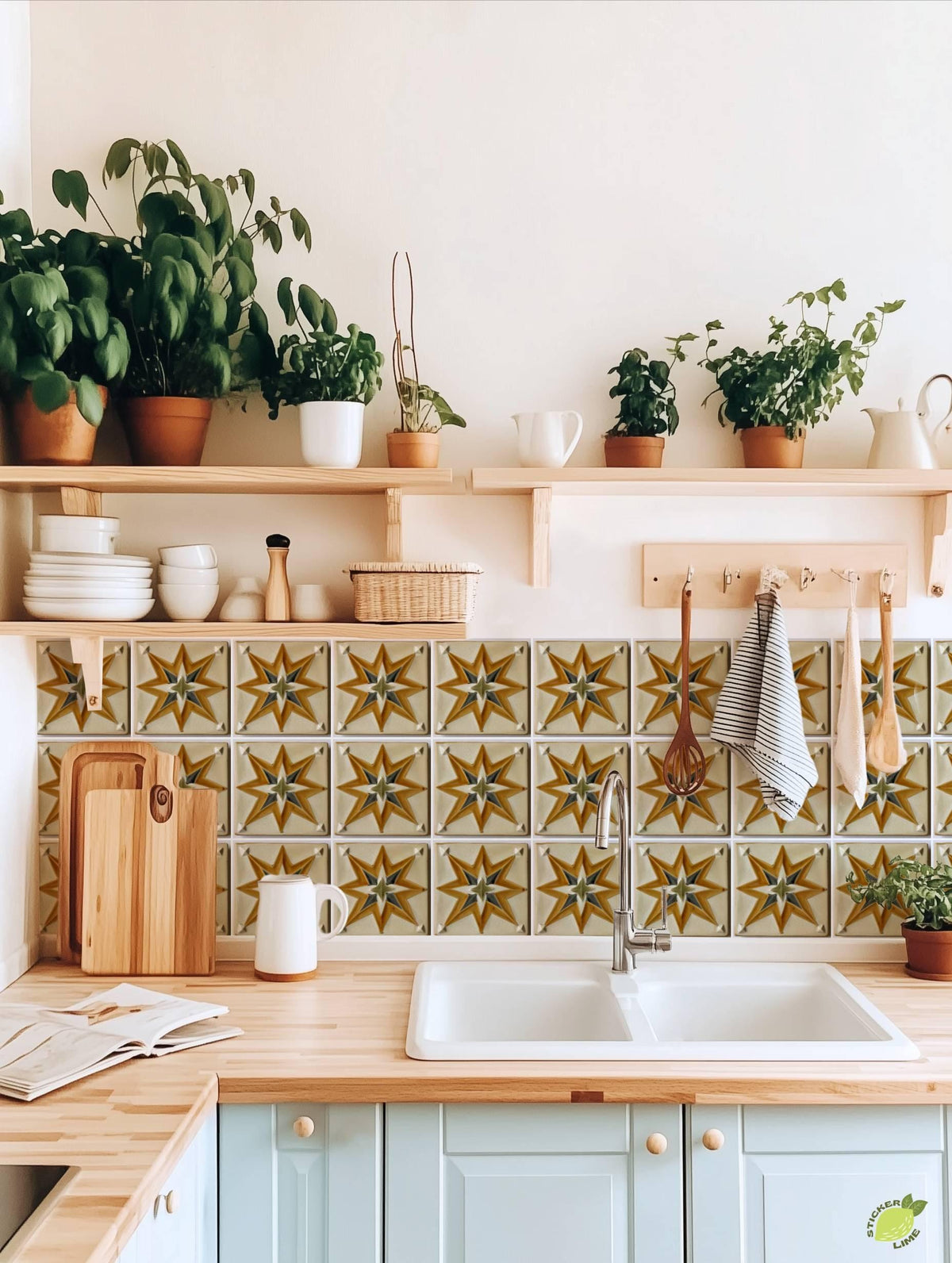 Ochre Boho Star peel and stick tile decals, photo 5 of 8