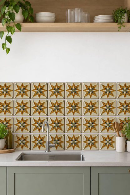 Ochre Boho Star peel and stick tile decals, photo 6 of 8