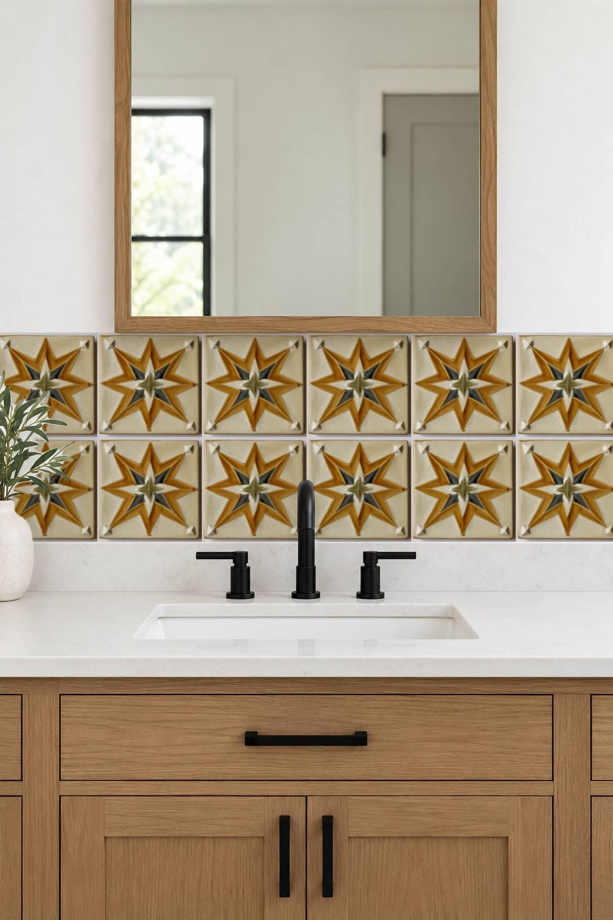Ochre Boho Star peel and stick tile decals, photo 7 of 8