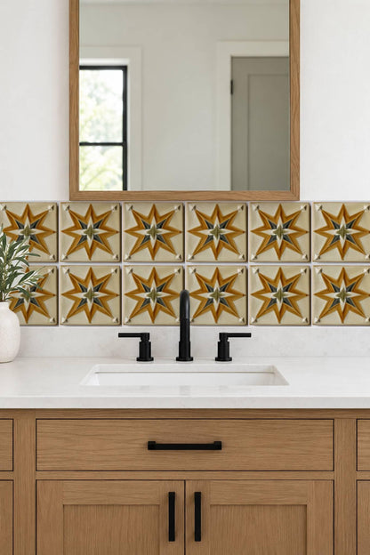 Ochre Boho Star peel and stick tile decals, photo 7 of 8