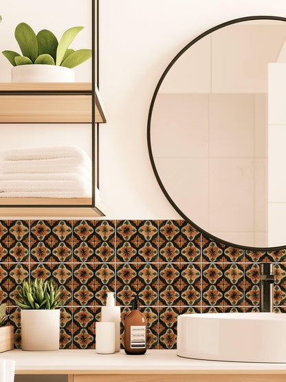 Orange & Black Amalfi peel and stick tile decals, photo 4 of 8