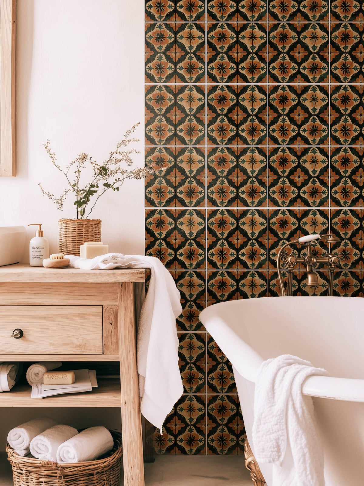 Orange & Black Amalfi peel and stick tile decals, photo 6 of 8