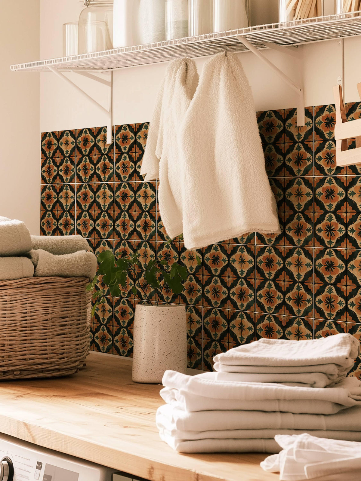 Orange & Black Amalfi peel and stick tile decals, photo 8 of 8