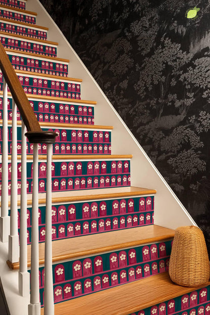 Pink Arches Cherry Blossom peel and stick stair riser decals, photo 8 of 8