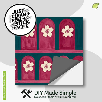 Pink Arches Cherry Blossom peel and stick tile decals, photo 3 of 8