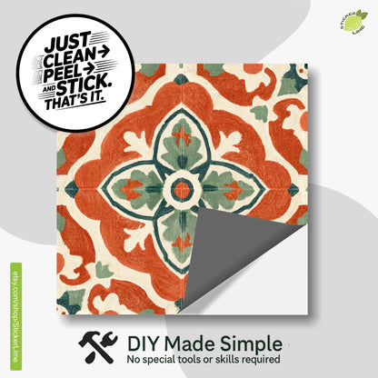 Rustic Mediterranean Floral Motif peel and stick tile decals, photo 2 of 8