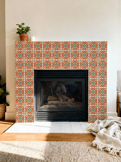 Rustic Mediterranean Floral Motif peel and stick tile decals, photo 7 of 8