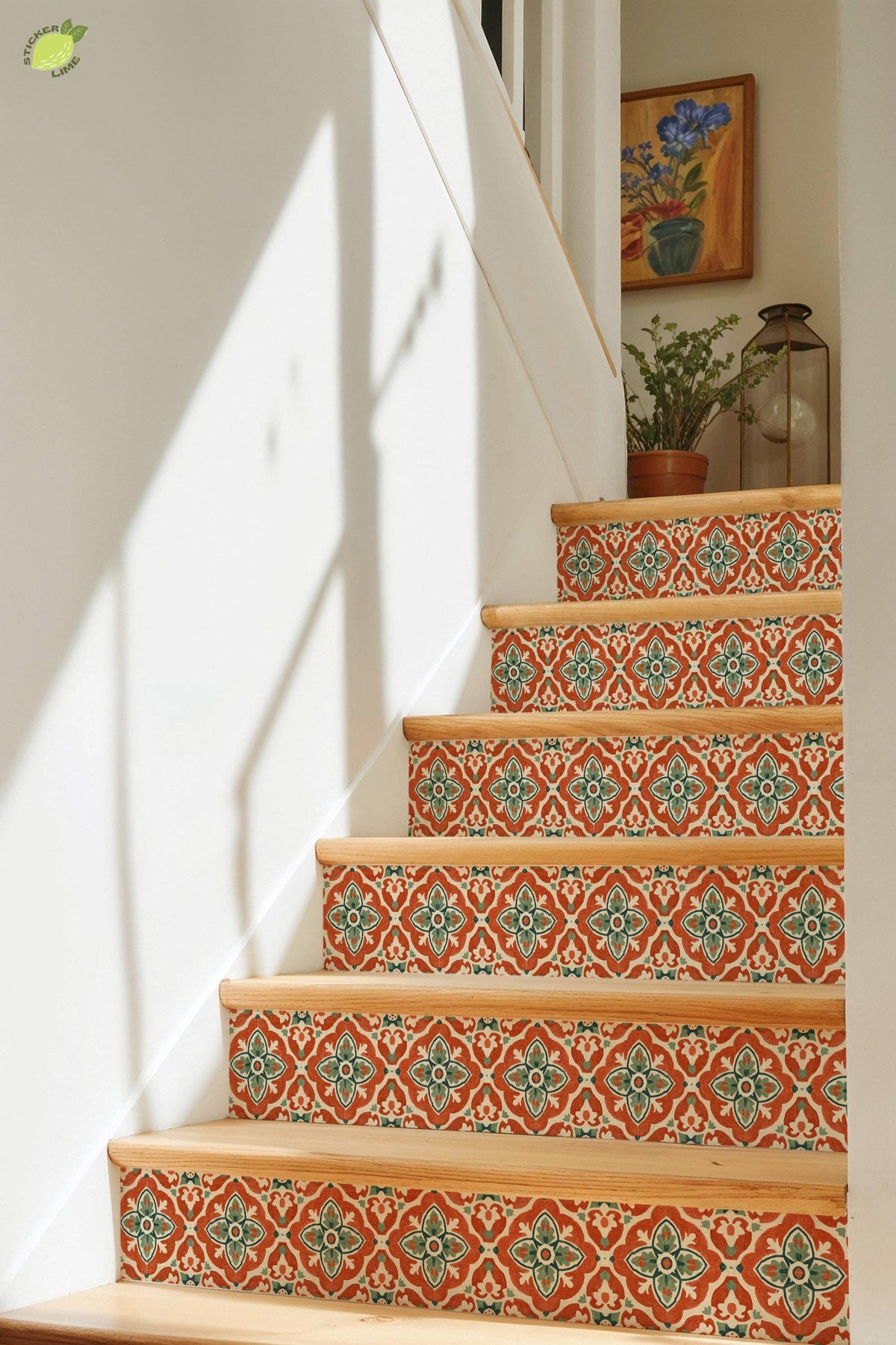 Rustic Mediterranean Floral Motif peel and stick tile decals, photo 8 of 8