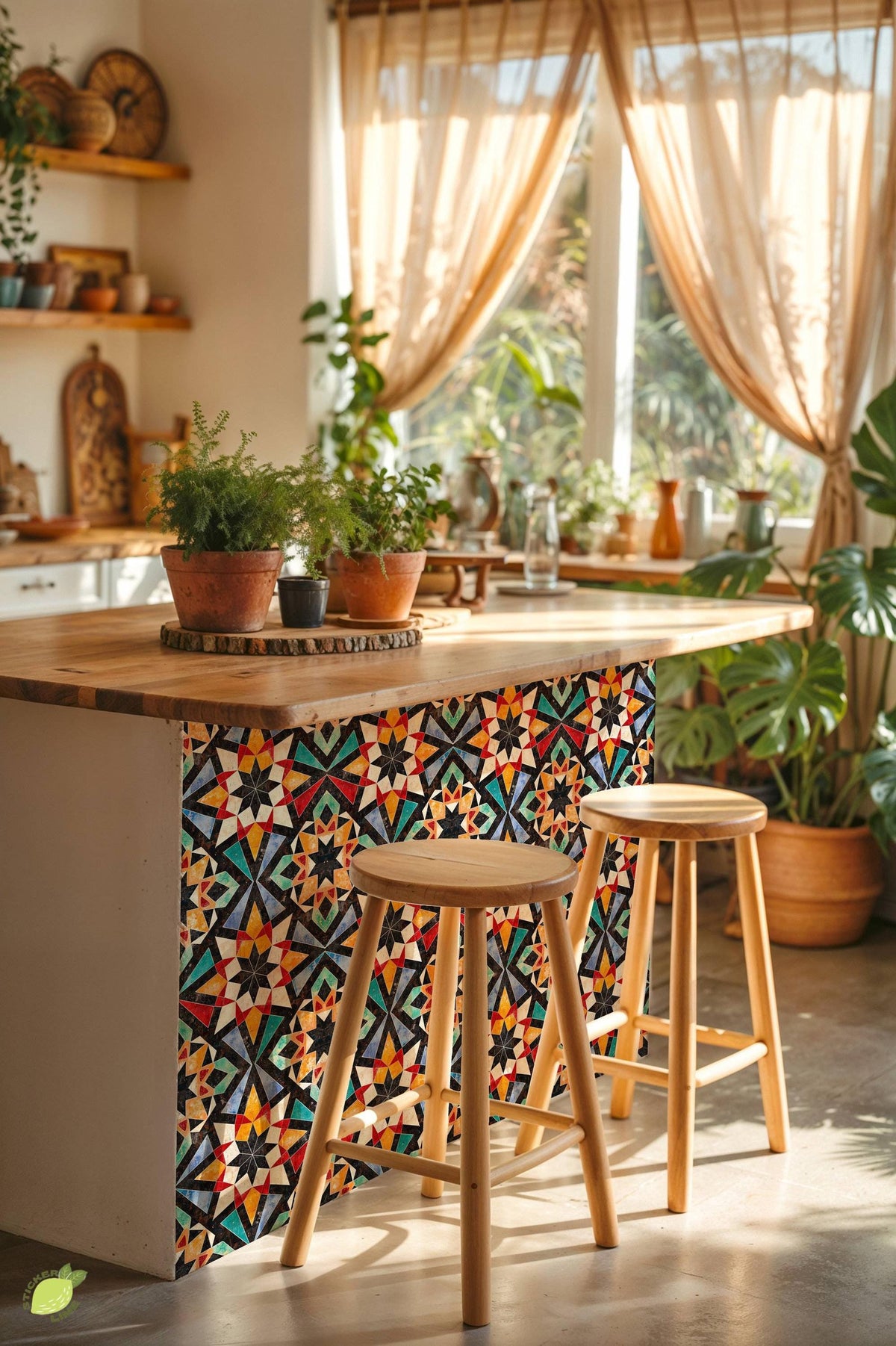 Orange & Red Rustic Moroccan peel and stick tile decals, photo 4 of 8