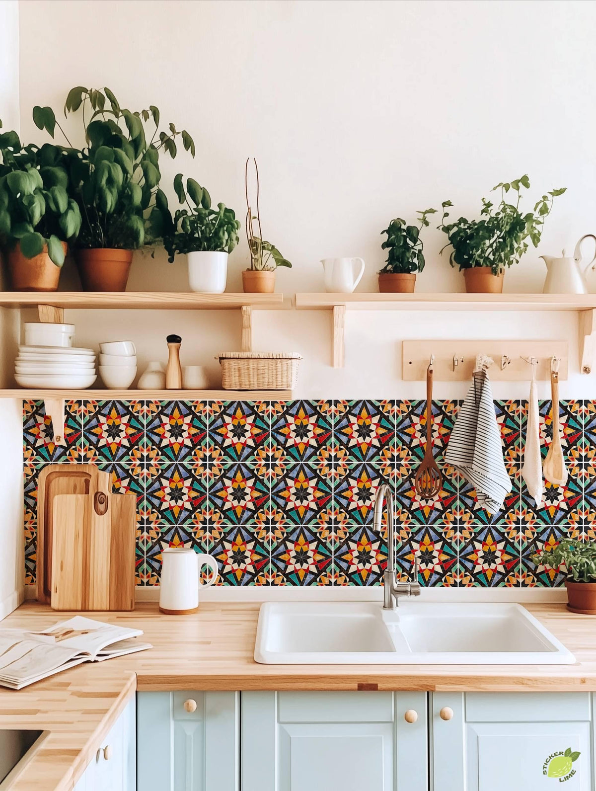 Orange & Red Rustic Moroccan peel and stick tile decals, photo 5 of 8