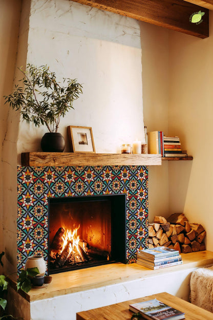 Orange & Red Rustic Moroccan peel and stick tile decals, photo 6 of 8