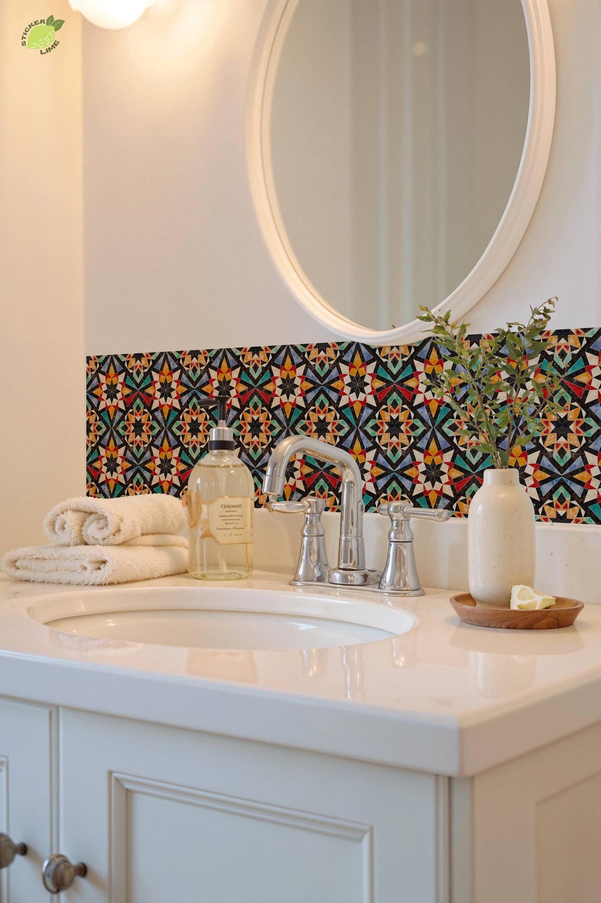Orange & Red Rustic Moroccan peel and stick tile decals, photo 7 of 8