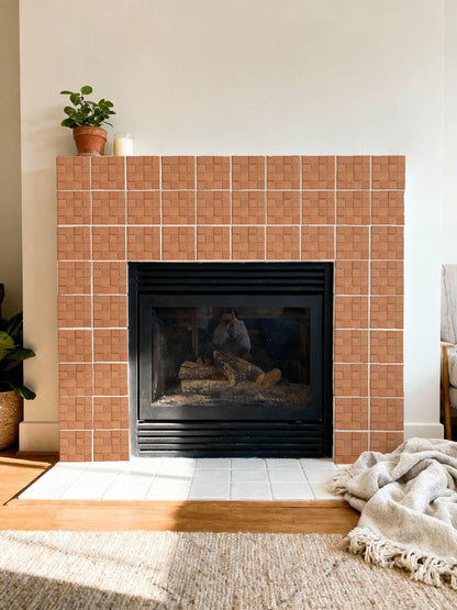 Rustic Terracotta Square Motif peel and stick tile decals, photo 7 of 8