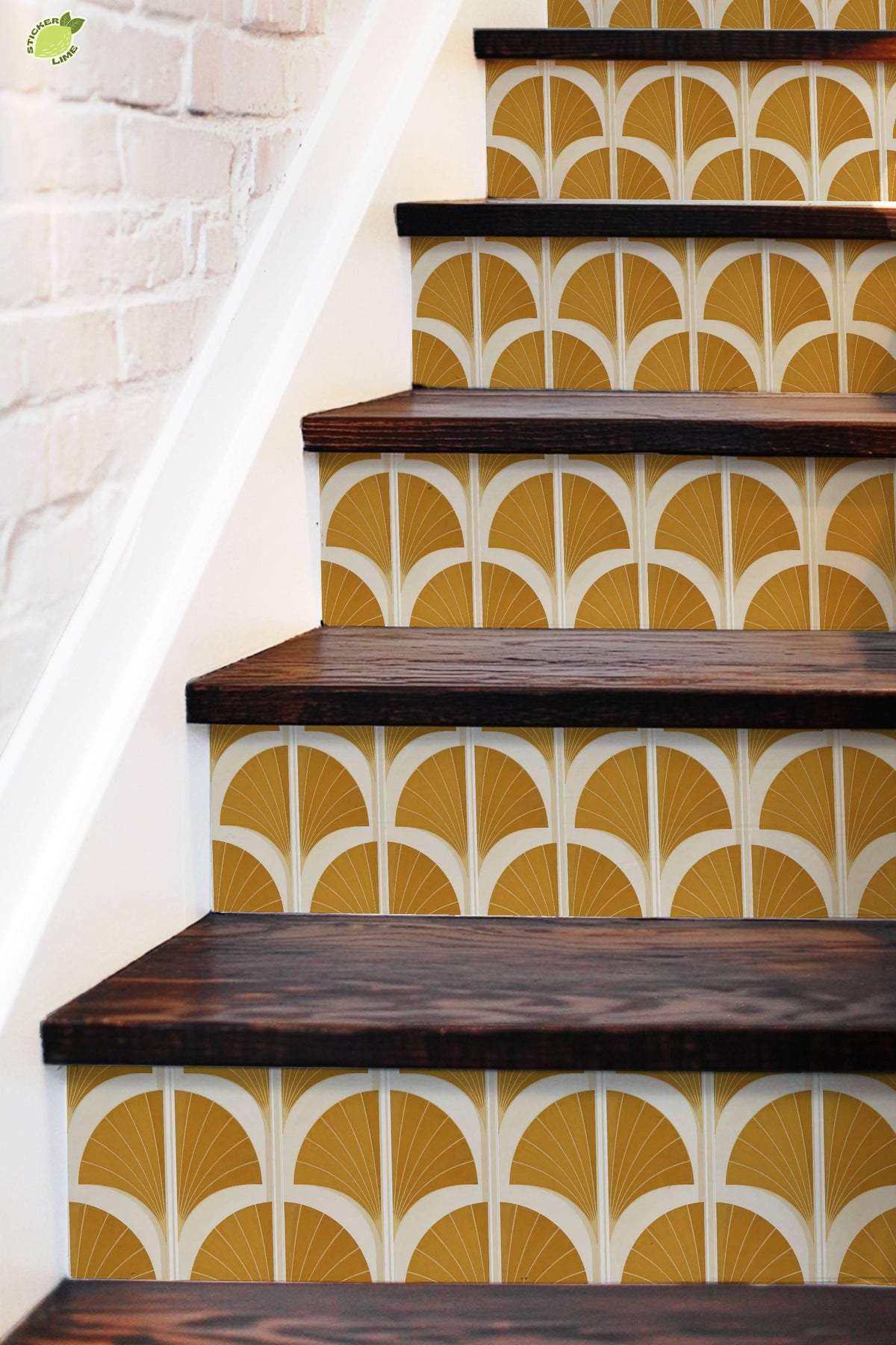 Saffron Art Deco Fan peel and stick stair riser decals, photo 5 of 8