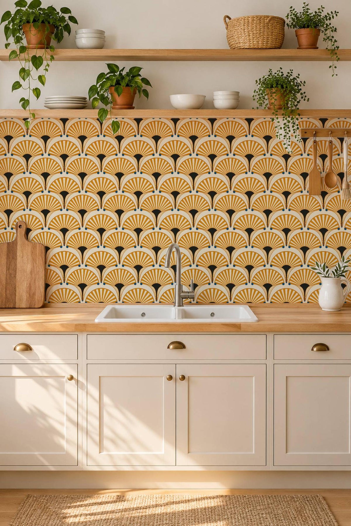 Mockups show the pattern in a room. Check the size menu for the decal dimensions.
