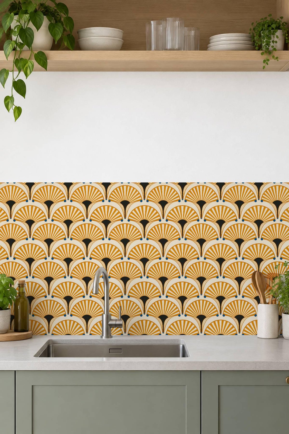 Saffron Oversized Architectural Fan peel and stick tile decals, photo 6 of 8