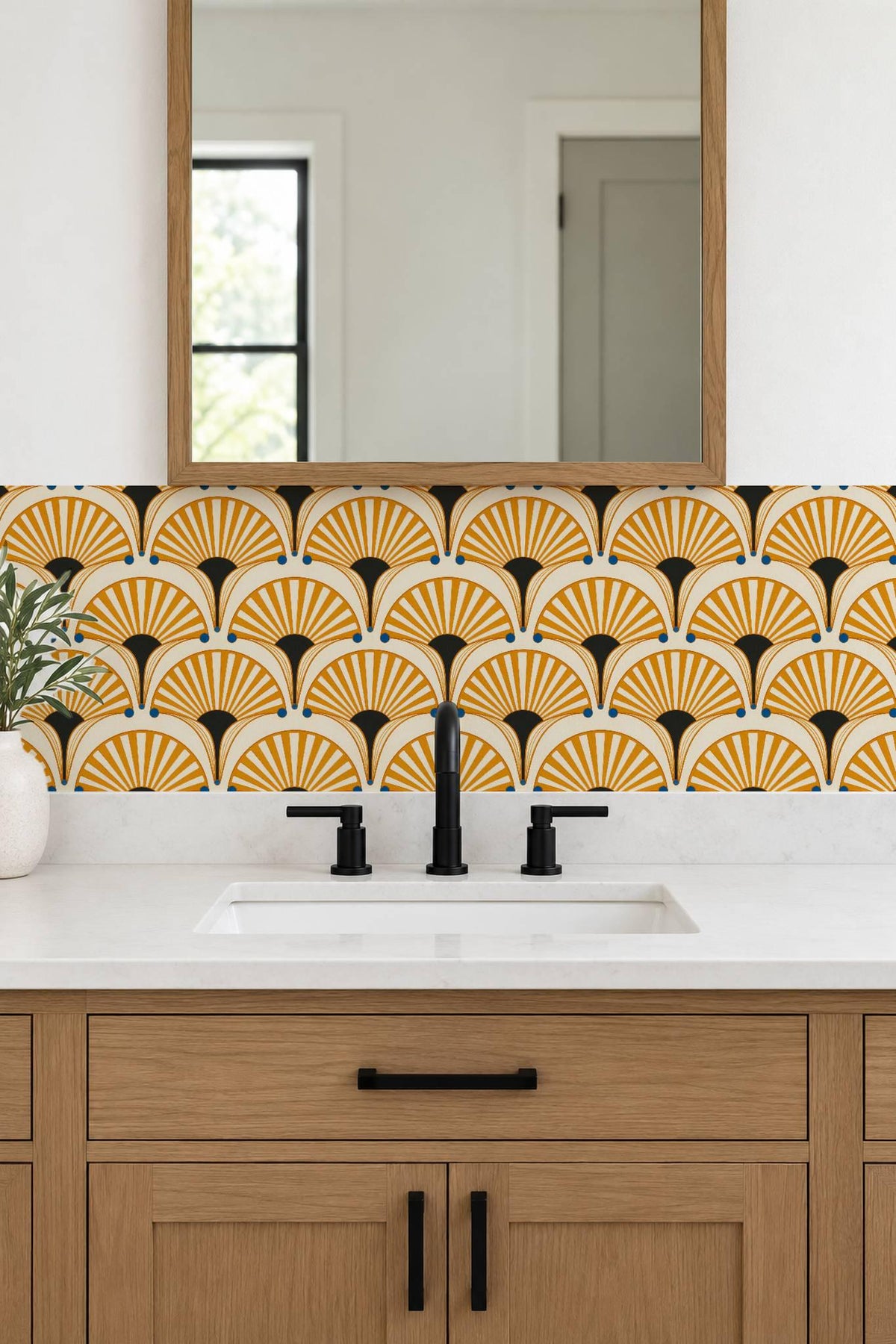 Saffron Oversized Architectural Fan peel and stick tile decals, photo 7 of 8