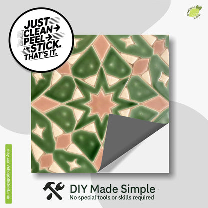 Sage Moroccan Star peel and stick tile decals, photo 2 of 8