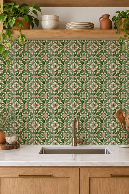 Sage Moroccan Star peel and stick tile decals, photo 3 of 8