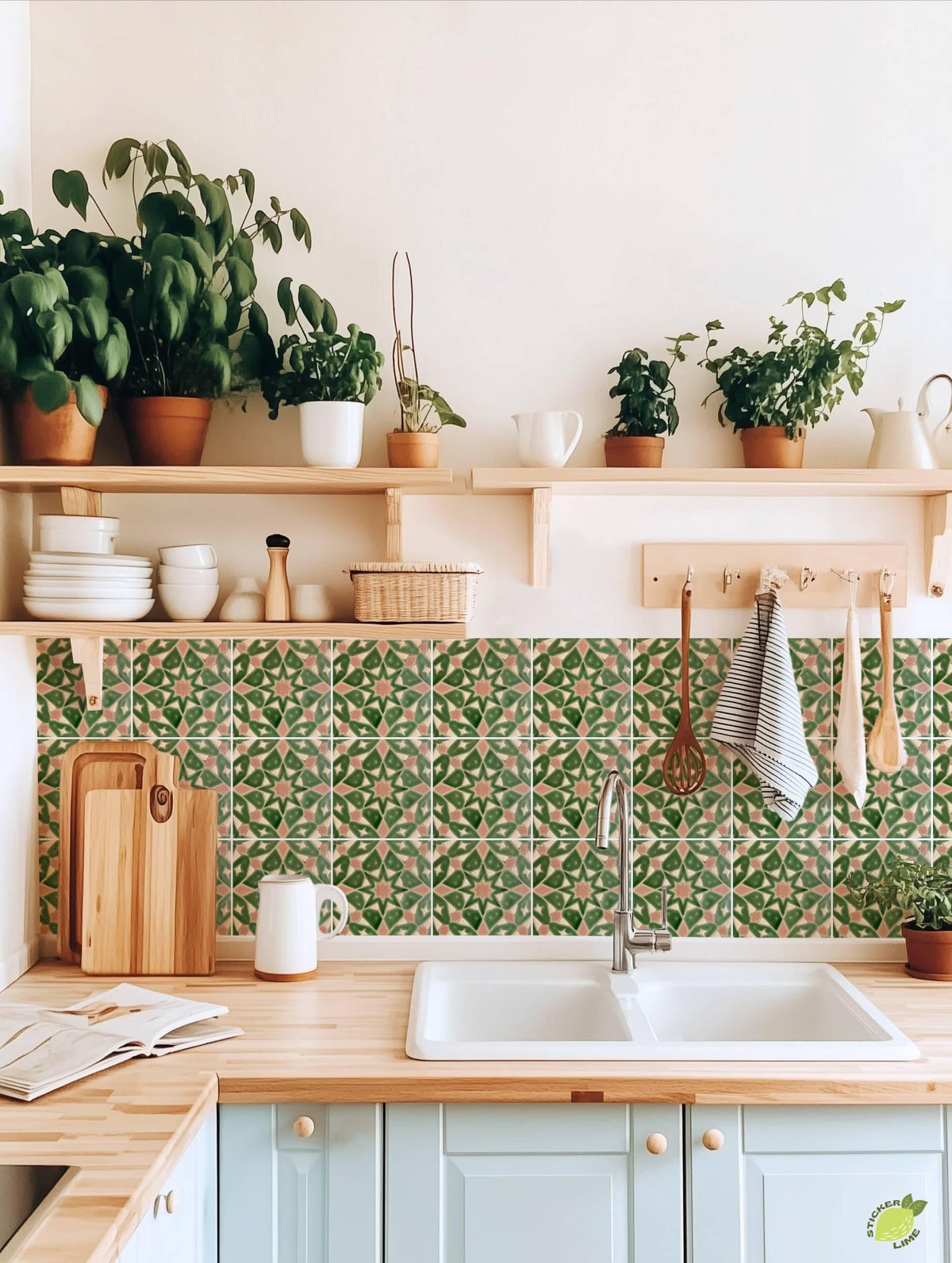 Sage Moroccan Star peel and stick tile decals, photo 5 of 8