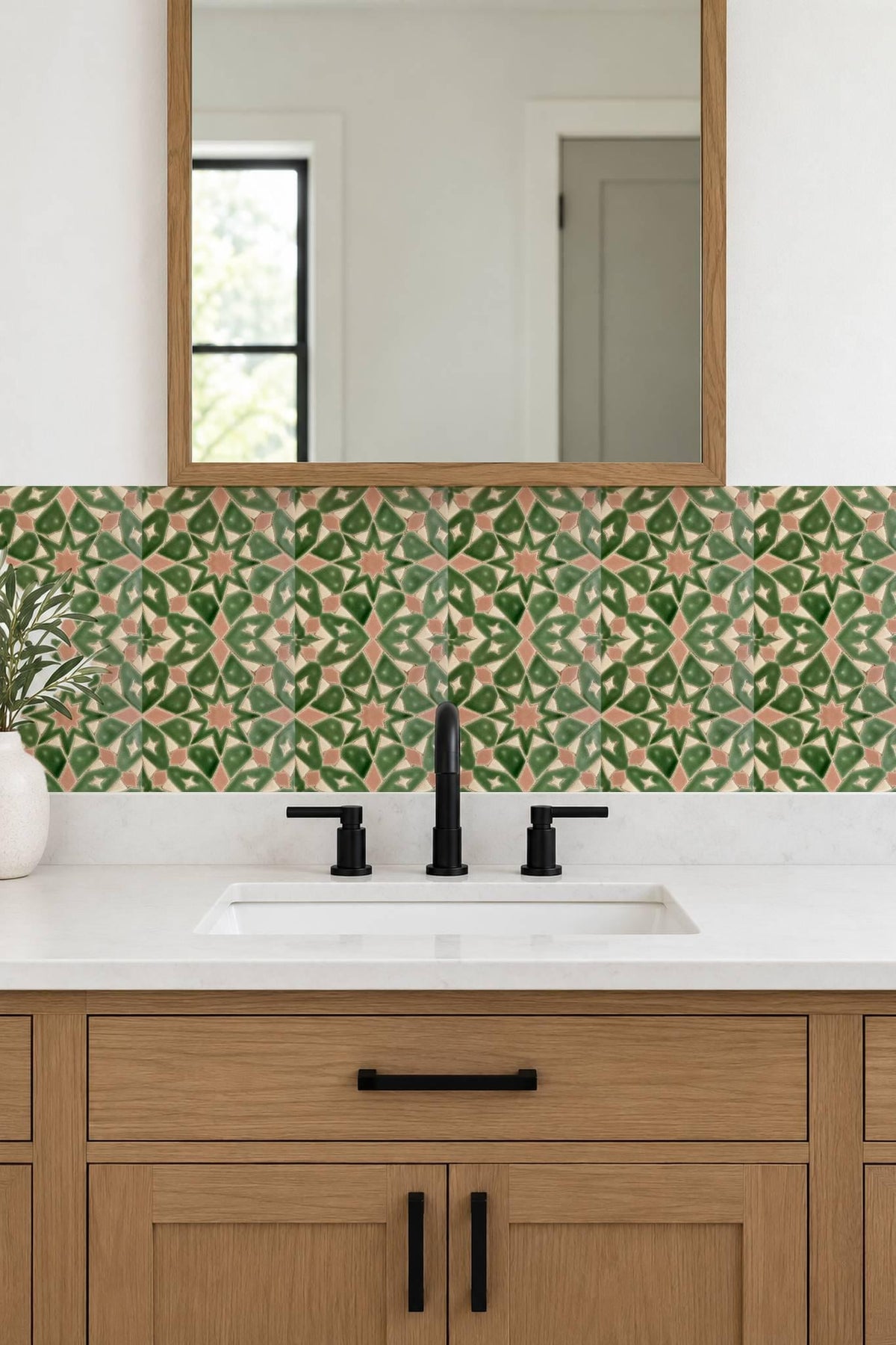 Sage Moroccan Star peel and stick tile decals, photo 7 of 8