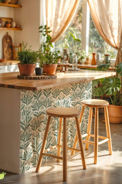 Sage Soft Floral peel and stick tile decals