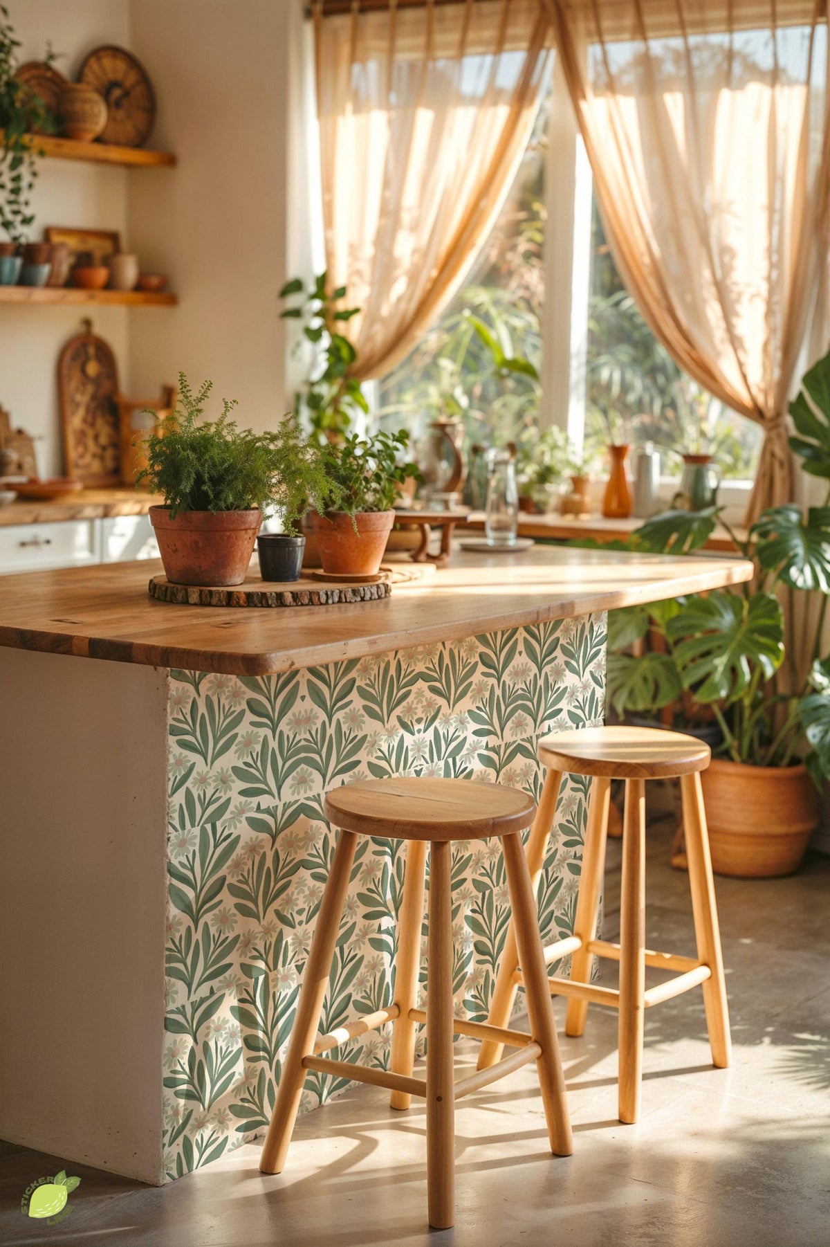 Sage Soft Floral peel and stick tile decals, photo 4 of 8
