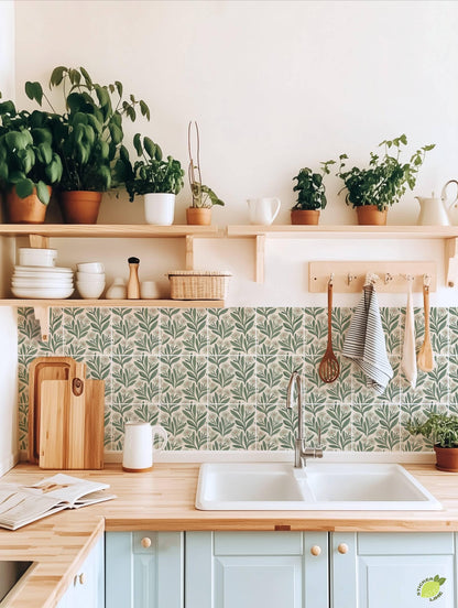 Sage Soft Floral peel and stick tile decals, photo 5 of 8