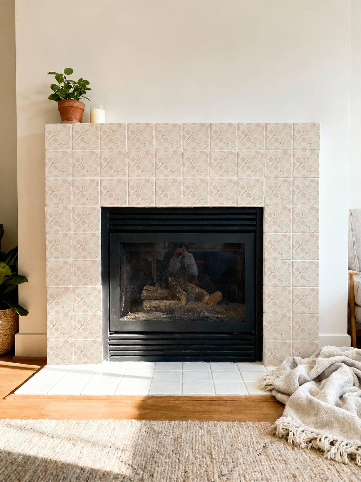 Sakura Botanical Lattice peel and stick tile decals, photo 6 of 8