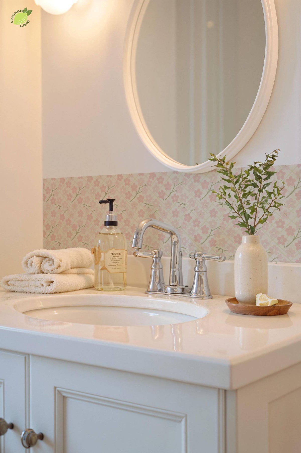Sakura Botanical Lattice peel and stick tile decals, photo 7 of 8