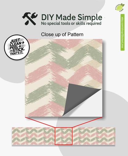 Sakura Herringbone Linen peel and stick stair riser decals, photo 2 of 8