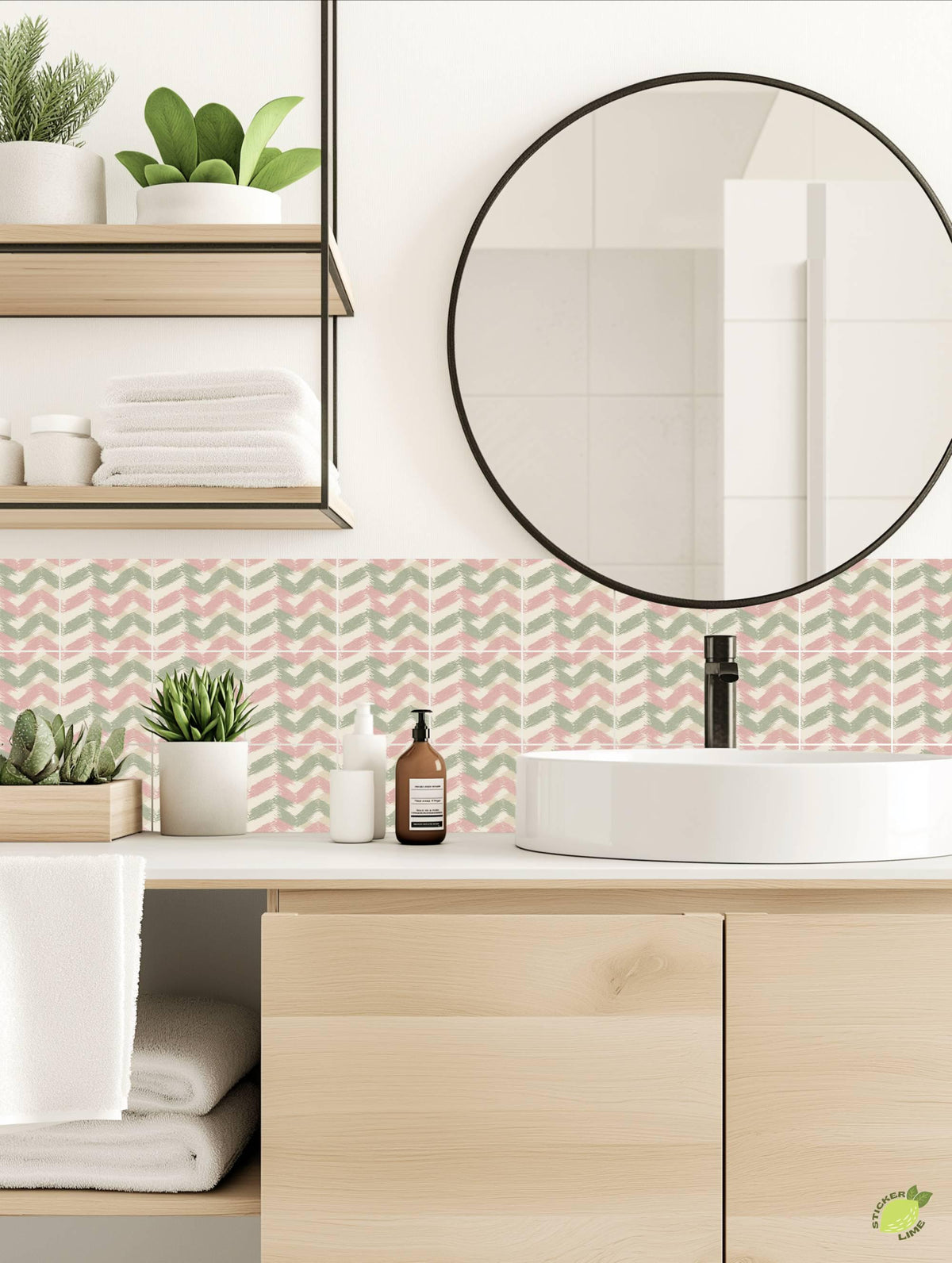 Sakura Herringbone Linen peel and stick tile decals, photo 3 of 8