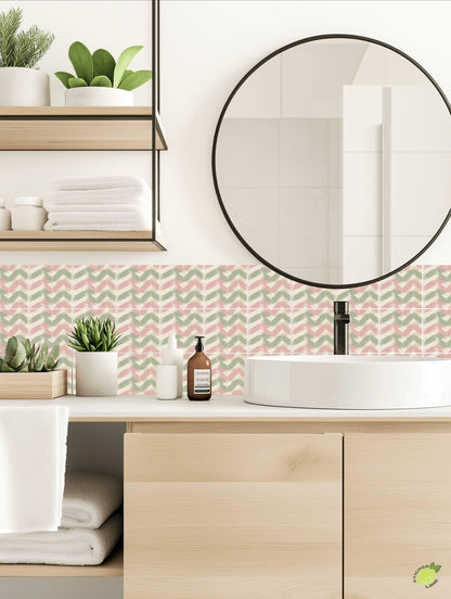 Sakura Herringbone Linen peel and stick tile decals, photo 3 of 8
