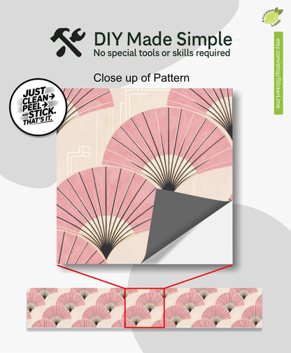 Sakura Pink Deco Fan peel and stick stair riser decals, photo 2 of 8