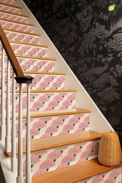 Sakura Pink Deco Fan peel and stick stair riser decals, photo 8 of 8