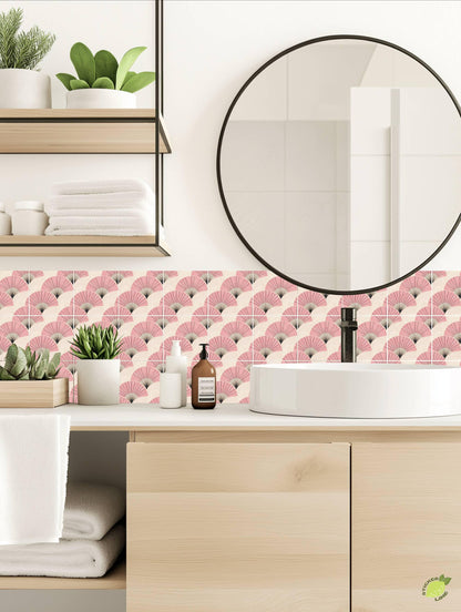 Sakura Pink Deco Fan peel and stick tile decals, photo 3 of 8