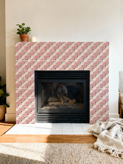 Sakura Pink Deco Fan peel and stick tile decals, photo 6 of 8