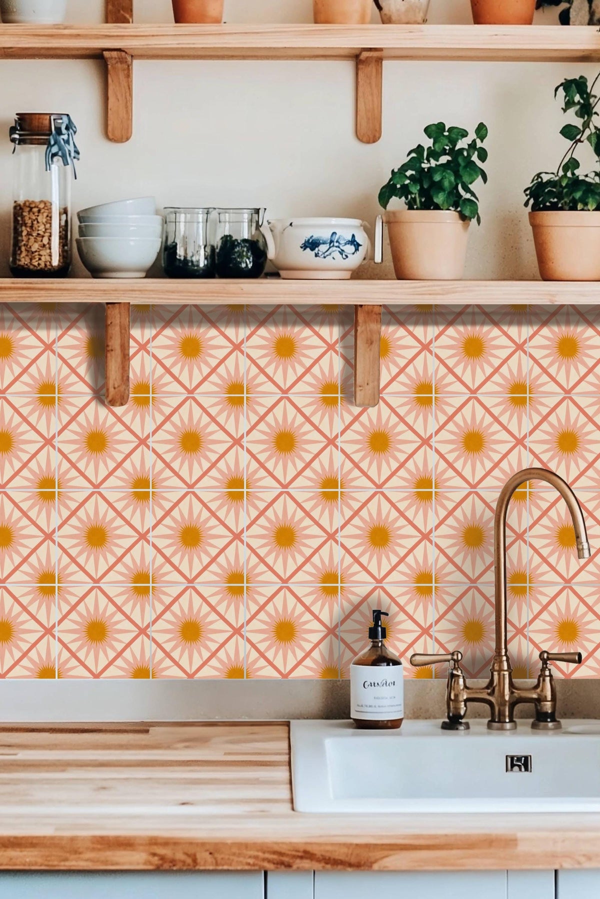 Mockups show the pattern in a room. Check the size menu for the decal dimensions.