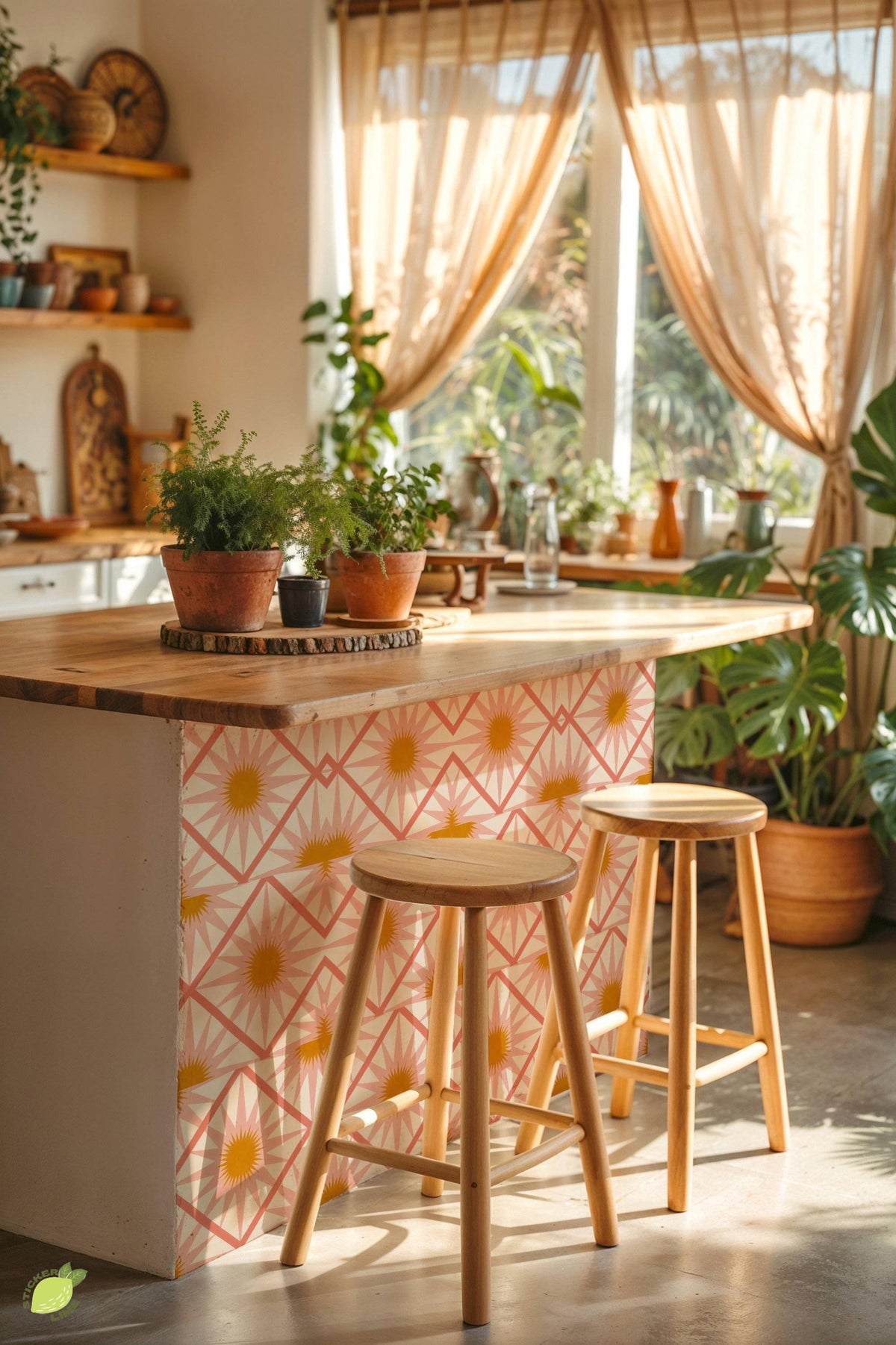 Sakura Pink Oversized Starburst peel and stick tile decals, photo 4 of 8