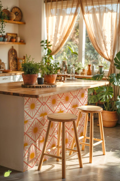 Sakura Pink Oversized Starburst peel and stick tile decals, photo 4 of 8