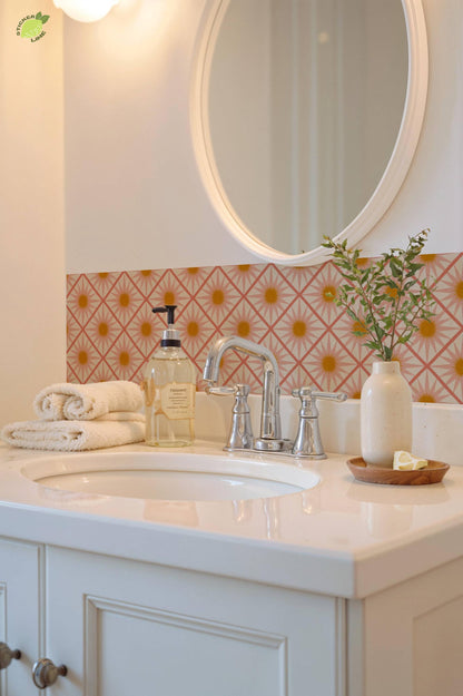Sakura Pink Oversized Starburst peel and stick tile decals, photo 7 of 8